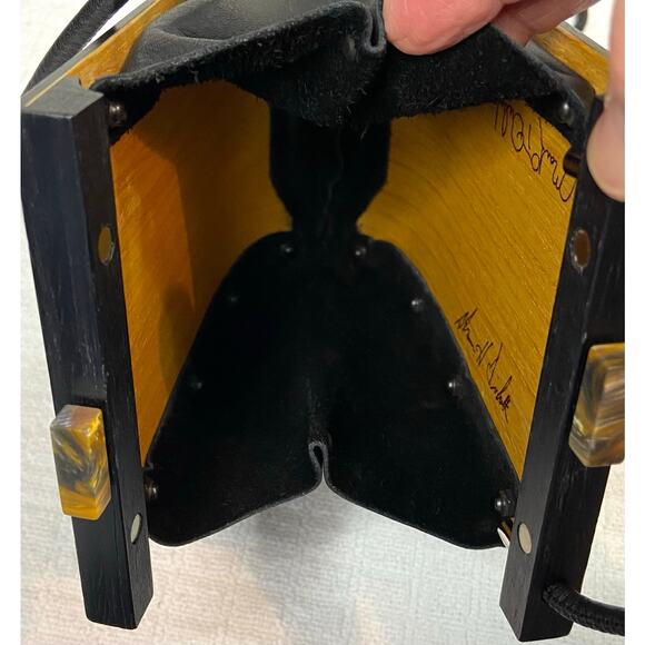 Hammill Diebolt Studio Alcea Minaudiere Wood Handbag Zebrawood MSRP $220 - Picture 9 of 16